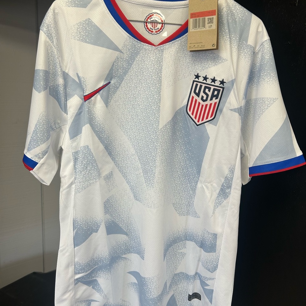 Nike USA Soccer Jersey - White with Blue & Red Details